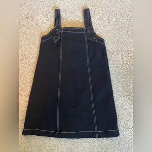 Zara Girls Black Denim Pinafore Dress w/white stitching - Size 10